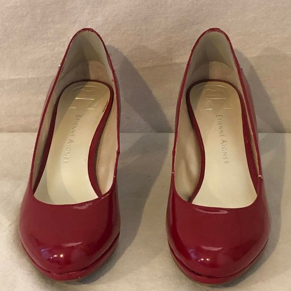 Size 6.5 Women's Etienne Aigner Red High Heel Pumps - Picture 5 of 10